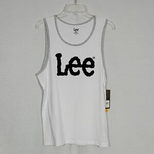 NWT Lee White Tank with Gray Edges Mens Size Small Regular Fit Summer
